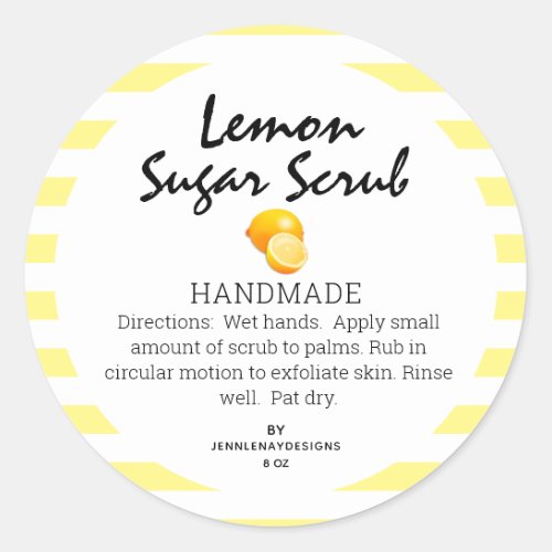 Modern Lemon Homemade Sugar Scrub Labels