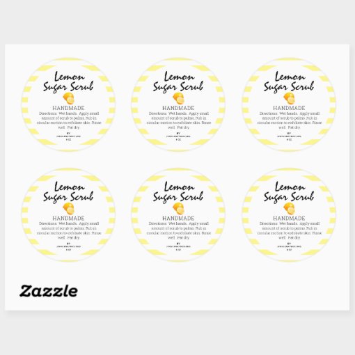 Modern Lemon Homemade Sugar Scrub Labels | Zazzle