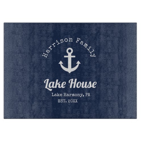 Modern Lemon Lake House Family Name Cutting Board