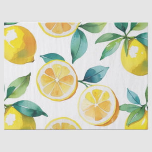 Modern lemon leave floral script bridal shower tissue paper