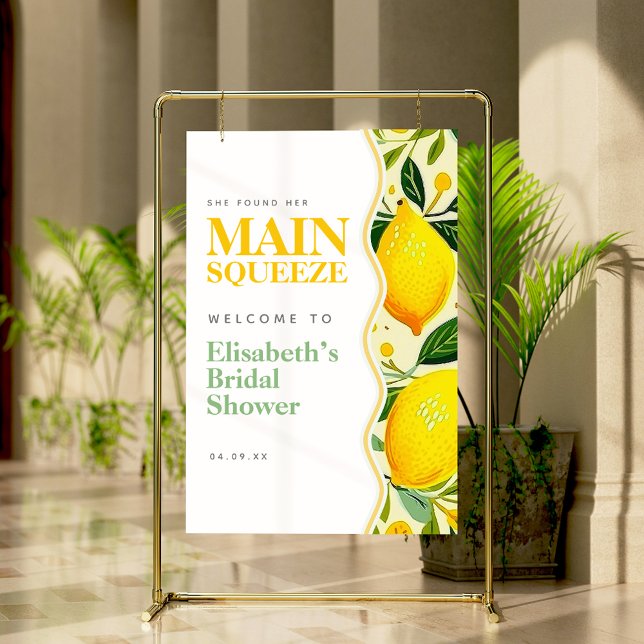 Modern Lemon Main Squeeze Bridal Shower Welcome Foam Board (Creator Uploaded)