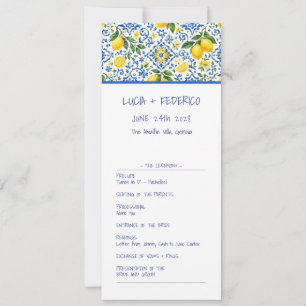 Modern lemon mediterranean tile wedding program
