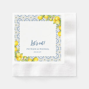 Modern Lemon Mediterranean Wedding Napkins
