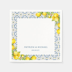 Modern Lemon Mediterranean Wedding Napkins