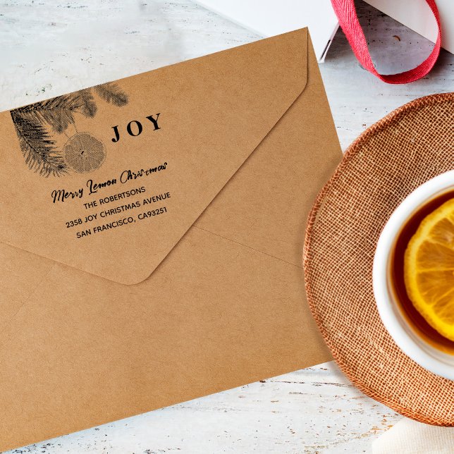 Modern Lemon Orange Merry Christmas Joy Self-inking Stamp (Creator Uploaded)