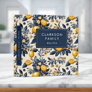 Modern Lemon Pattern Family Recipe Book 3 Ring Bin Binder