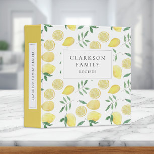 Modern Lemon Pattern Family Recipe Book 3 Ring Bin Binder