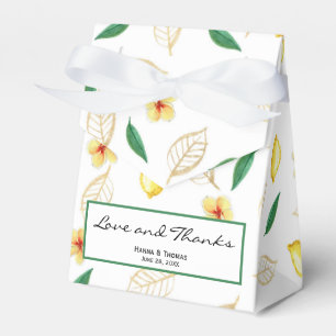 Modern Lemon Script Love and Thanks Wedding Favor Boxes
