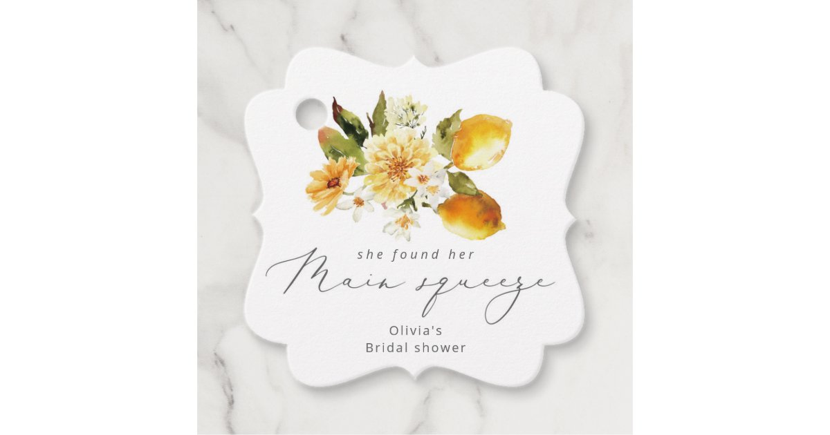 Modern lemon she found her main squeeze favor tags | Zazzle