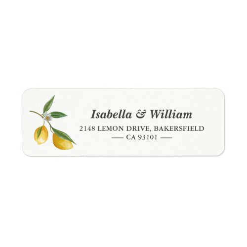 Modern Lemon Summer Wedding Address Label