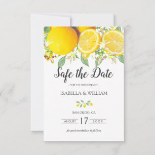 Modern Lemon Summer Wedding Save the Date Announcement