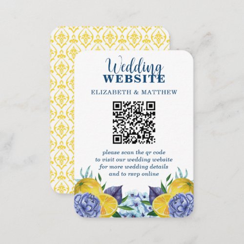 Modern Lemon Summer Wedding Website Enclosure Card