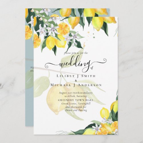 Modern Lemon Tree Wedding Invite Elegant