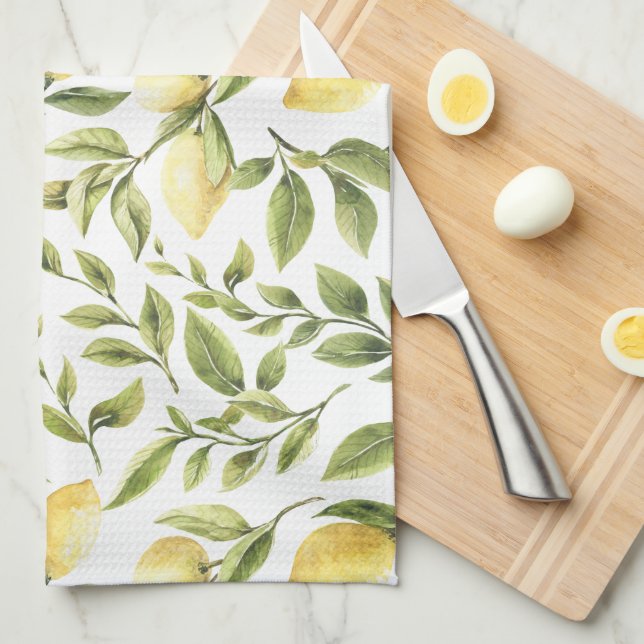 Modern Lemon Vines Kitchen Towel (Quarter Fold)