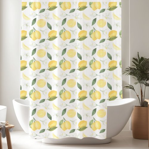 Modern Lemon Vines Shower Curtain