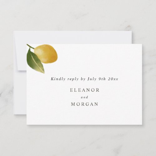 Modern lemon watercolor wedding  RSVP  Invitation