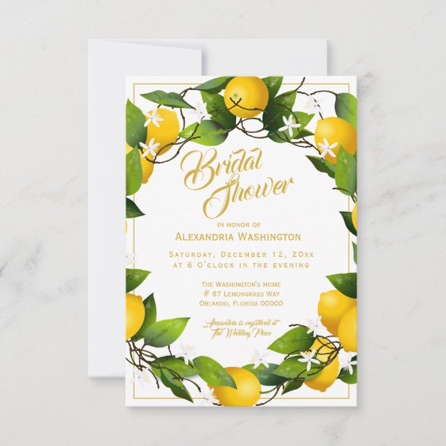 Modern Lemon Wreath Garden | Bridal Shower Invitation (Front)