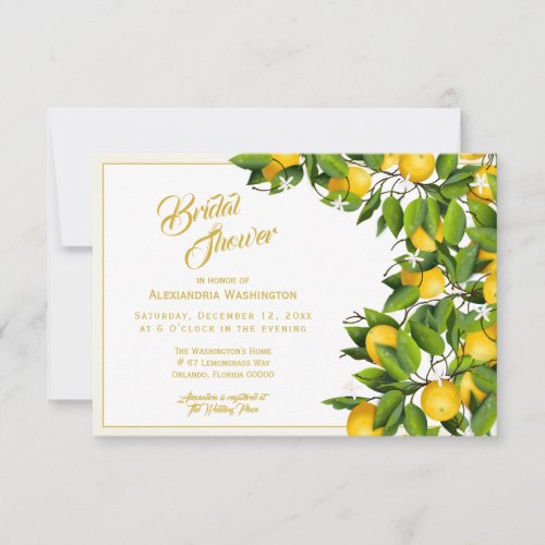 Modern Lemon Wreath Garden  Bridal Shower Invitation