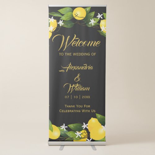 Modern Lemon Wreath Garden  Wedding Retractable Banner