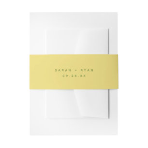 Modern Lemon Yellow Bride & Groom Names Wedding Invitation Belly Band
