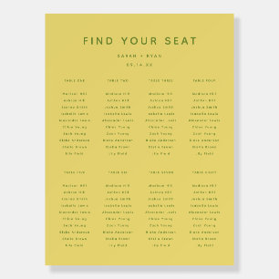 Modern Lemon Yellow Wedding 8-Table Seating Chart Foam Board