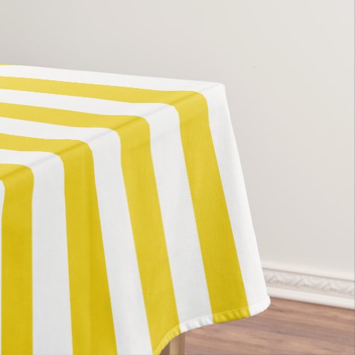 Modern Lemon Yellow Wide Stripe Tablecloth