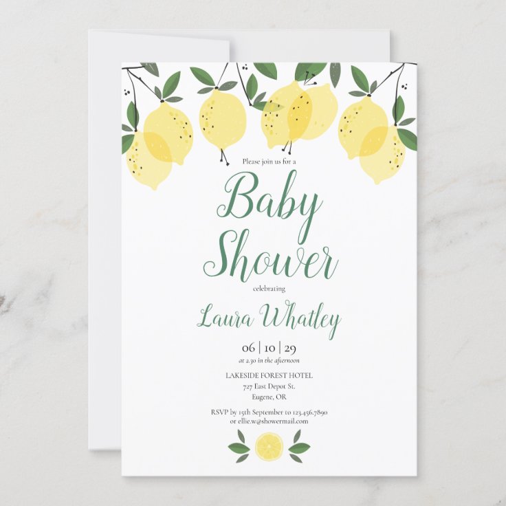 Modern Lemons Baby Shower Invitation | Zazzle