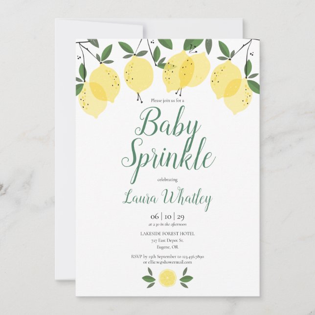 Modern Lemons Baby Sprinkle Invitation (Front)