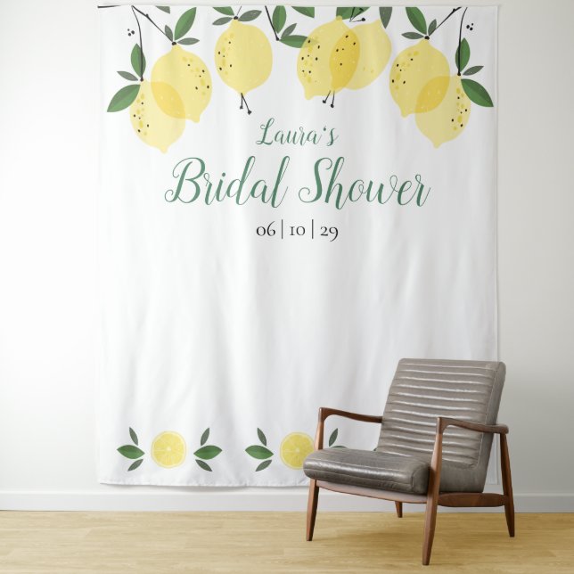 Modern Lemons Bridal Shower Photo Booth Backdrop (In Situ)