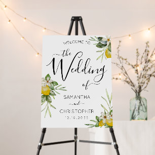 Modern Lemons & Foliage Wedding Welcome Foam Board