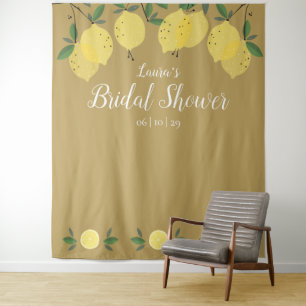 Modern Lemons Gold Bridal Shower Photo Backdrop