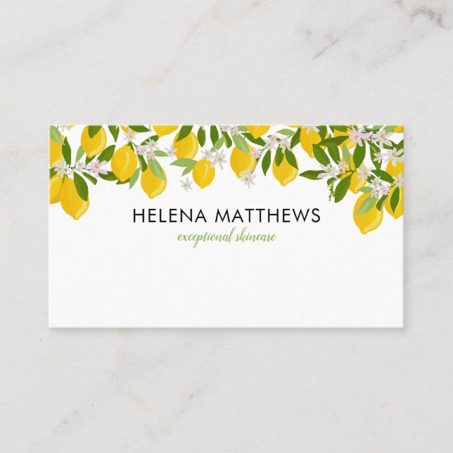 Modern Lemons Greenery Appointment Business Card (Front)