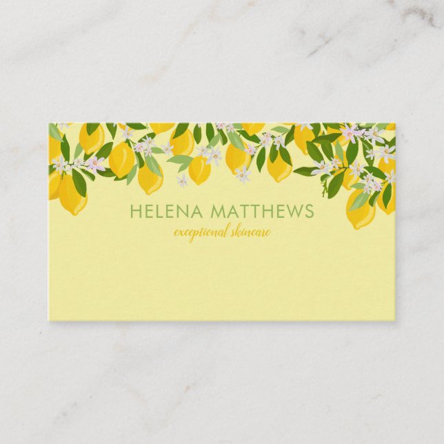 Modern Lemons Greenery Business Card (Front)