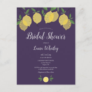 Modern Lemons Purple Bridal Shower Invitation