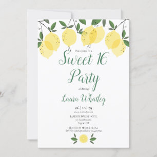 Modern Lemons Sweet 16 Party Birthday Invitation