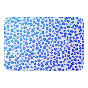 Modern Leopard Animal Print Pattern Blue Purple Bath Mat