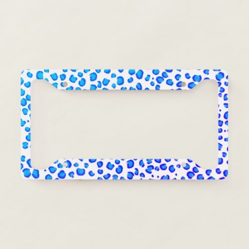 Modern Leopard Animal Print Pattern Blue Purple License Plate Frame