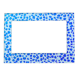 Modern Leopard Animal Print Pattern Blue Purple Magnetic Frame