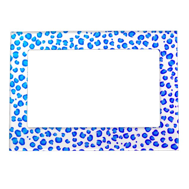 Modern Leopard Animal Print Pattern Blue Purple Magnetic Frame (Front)