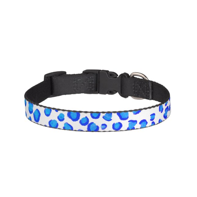 Modern Leopard Animal Print Pattern Blue Purple Pet Collar (Front)