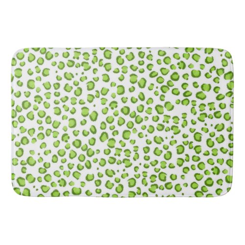 Modern Leopard Animal Print Pattern Green Bath Mat