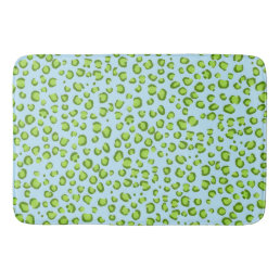 Modern Leopard Animal Print Pattern Green Blue Bath Mat