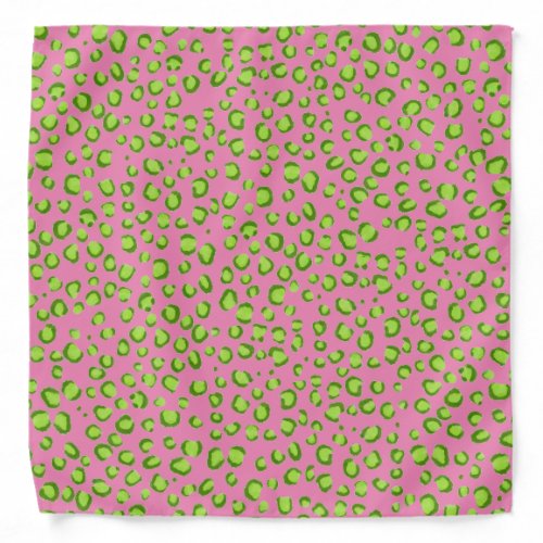 Modern Leopard Animal Print Pattern Green Pink Bandana