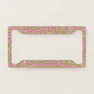 Modern Leopard Animal Print Pattern Green Pink License Plate Frame
