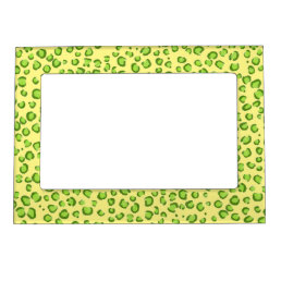 Modern Leopard Animal Print Pattern Green Yellow Magnetic Frame
