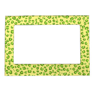 Modern Leopard Animal Print Pattern Green Yellow Magnetic Frame