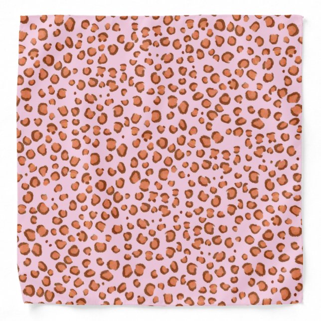 Modern Leopard Animal Print Pattern Red Pink Bandana (Front)