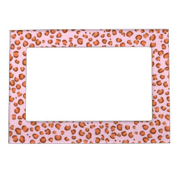 Modern Leopard Animal Print Pattern Red Pink Magnetic Frame