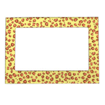 Modern Leopard Animal Print Pattern Red Yellow Magnetic Frame