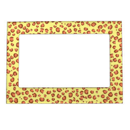 Modern Leopard Animal Print Pattern Red Yellow Magnetic Frame